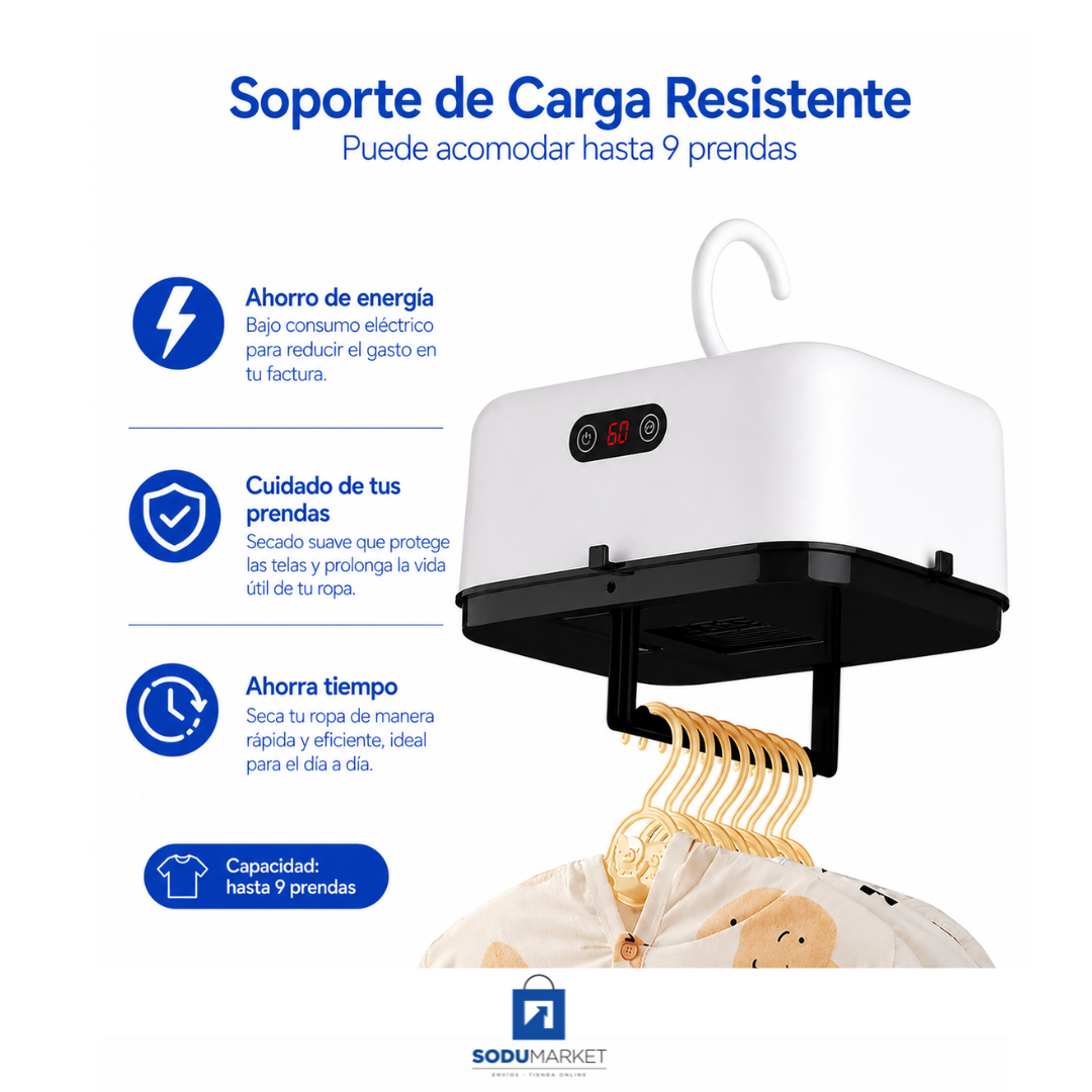 SECADOR DE ROPA PORTÁTIL ELÉCTRICA - IDEAL PARA VIAJES Y DEPARTAMENTOS
