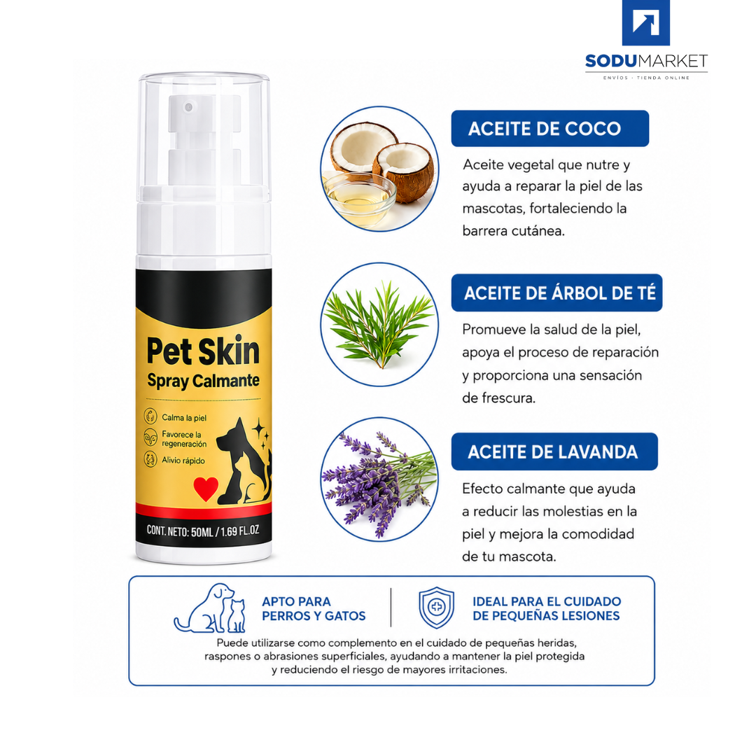 SPRAY PARA EL CUIDADO DE LA PIEL DE TU MASCOTA | AYUDA A ALIVIAR LA PICAZÓN E IRRITACIÓN